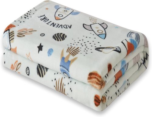 COOVA Kids Throw Blanket - Soft Cartoon Fleece, 50x60 Inch | Perfect Gift for Boys & Girls Ages 2-12, Spaceship Green