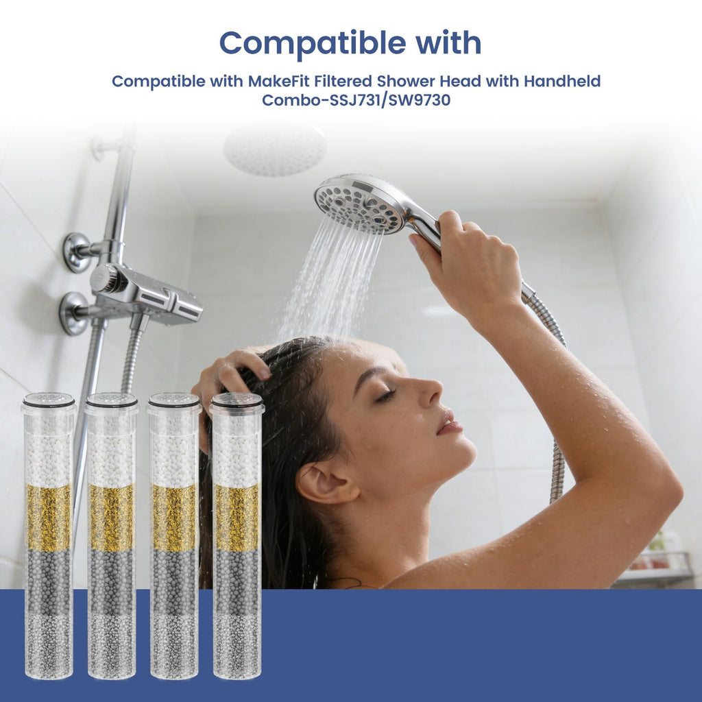 SSJ731/SW9730 Shower Head Filter Replacement Cartridge Compatible with MakeFit Filtered Shower Head with Handheld Combo-SSJ731/SW9730 (4-PACK)