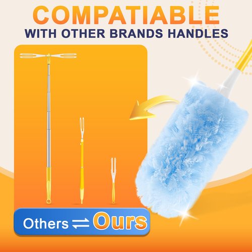 60 Pcs Duster Refills Compatible with Swiffer Duster Refill, Feather Dusters for Cleaning with 2 Handle, Multisurface 360°, Unscented Disposable Dusters for Cleaning Dusting (Blue,)