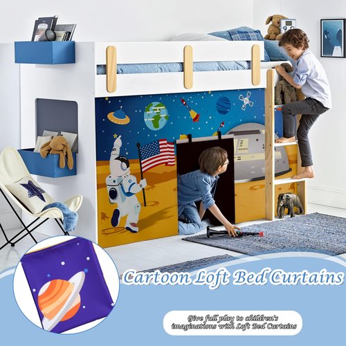 YRDKB Astronaut Bunk Bed - Curtains Premium and Customizable Cartoon Loft Bed Curtains for Children to Enhance The Imaginative Creation Bedroom Curtains(3PCS,Twins)