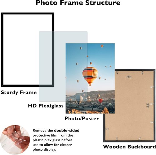 JCJMY 16x23 Black Picture Frame - Versatile Wall Gallery Frame for Horizontal & Vertical Photos