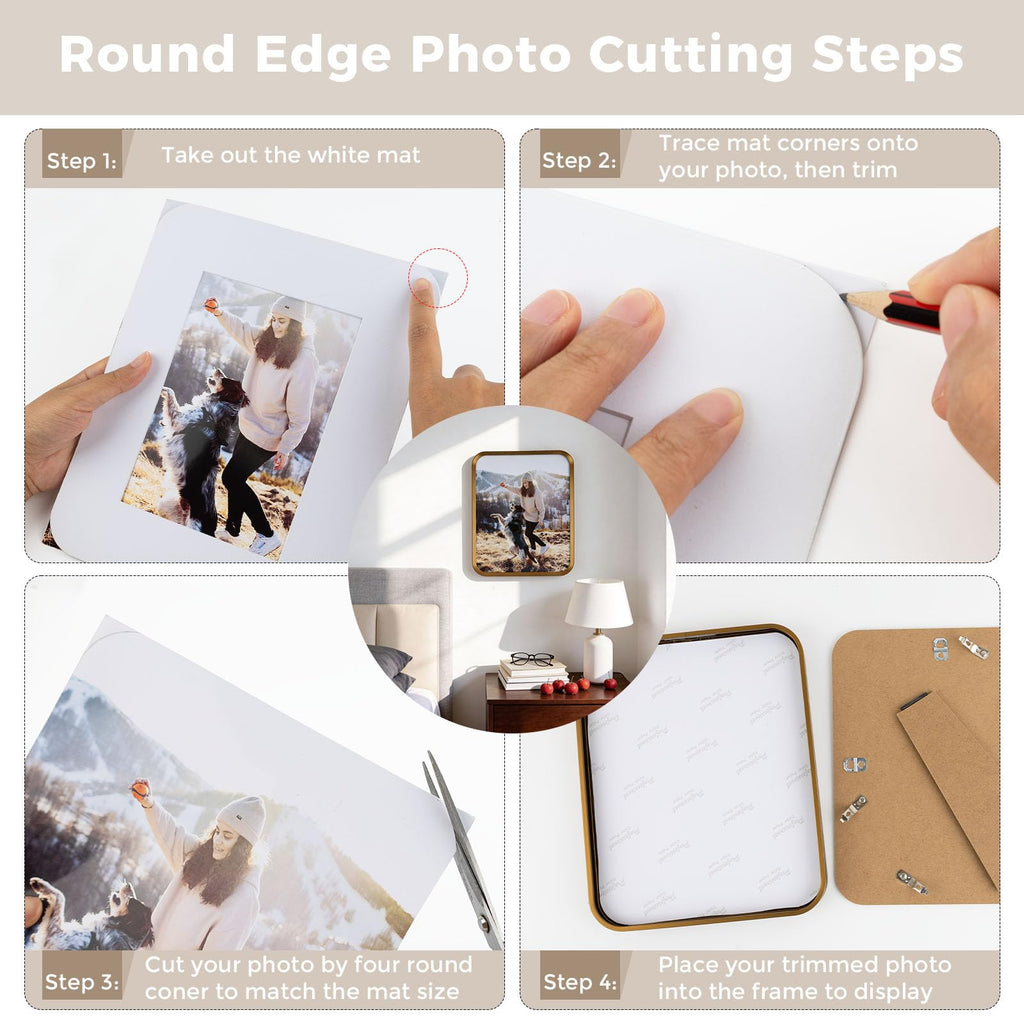 Golden State Art 11x14 Aluminum Picture Frame Bronze Gold - With Mat for 8x10 Photo or Without Mat for Round Edges 11 x 14 Photo with 1-inch Radius Corner - Real Glass - Matte Modern Wall Decor