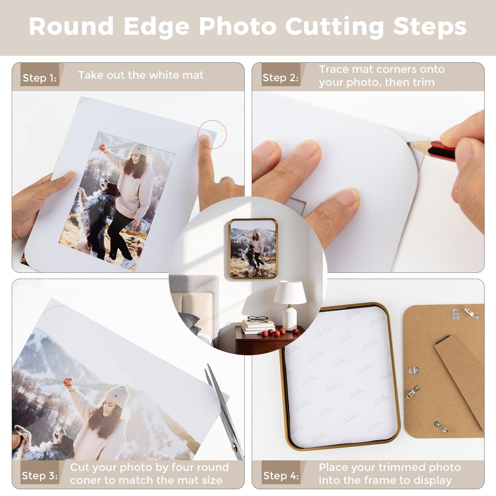 Golden State Art 11x14 Aluminum Picture Frame Bronze Gold - With Mat for 8x10 Photo or Without Mat for Round Edges 11 x 14 Photo with 1-inch Radius Corner - Real Glass - Matte Modern Wall Decor