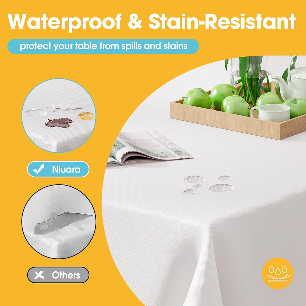 Niuara White Plastic Tablecloths - 4 Pack 54" × 108" Disposable Covers for Parties & Gatherings