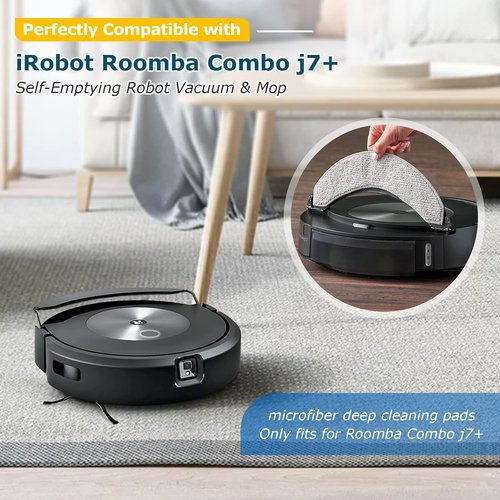 iRobot Mop Pads - 4 Pack Microfiber Replacement for Roomba Combo j7+/j9+ | Washable Accessories
