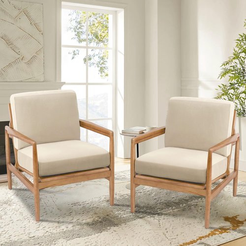H.VERSAILTEX Chair Slip Covers with Arms 2 Piece Sofa Covers Super Stretch Cushion Covers for Modern Living Room Chair Soft Accent Chair Cover(Seat Cushion Cover Plus Back Cushion Cover, Ivory)