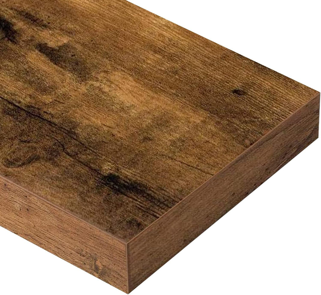 QEEIG Floating Shelves - Rustic Brown Wall-Mounted Display Shelf Set of 2 | 31.5" x 9.3" for Home Decor
