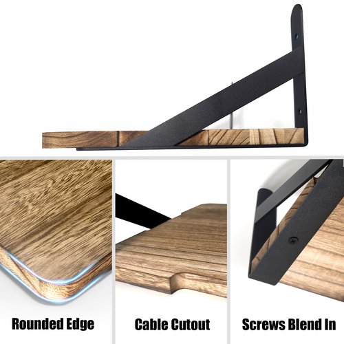 Zalumis Solid Wood Wall Mount Shelf for Projector, Router, WiFi, Modem, 12" x 8" Wall Mount Shelf Holds Up to 25 lbs for Projector