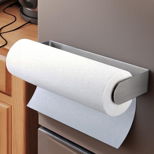 YIGII Magnetic Paper Towel Holder for Fridge, Silver Toilet Roll Holder with Strong Magnets, Multifunctional PaperTowel Rack for RV, Kitchen, Grill, Stainless Steel
