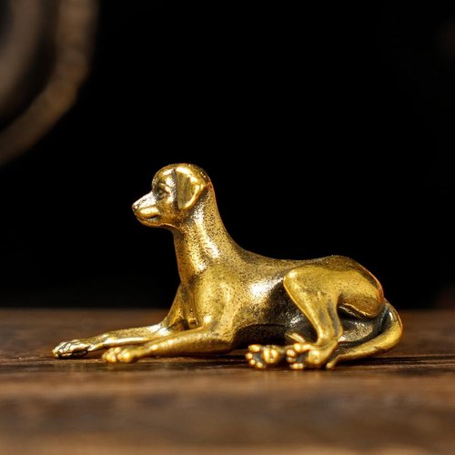 CHOVY Retro Crawling Dog Sculpture - Handcrafted 100% Solid Brass | Unique Home Decor Accent Piece