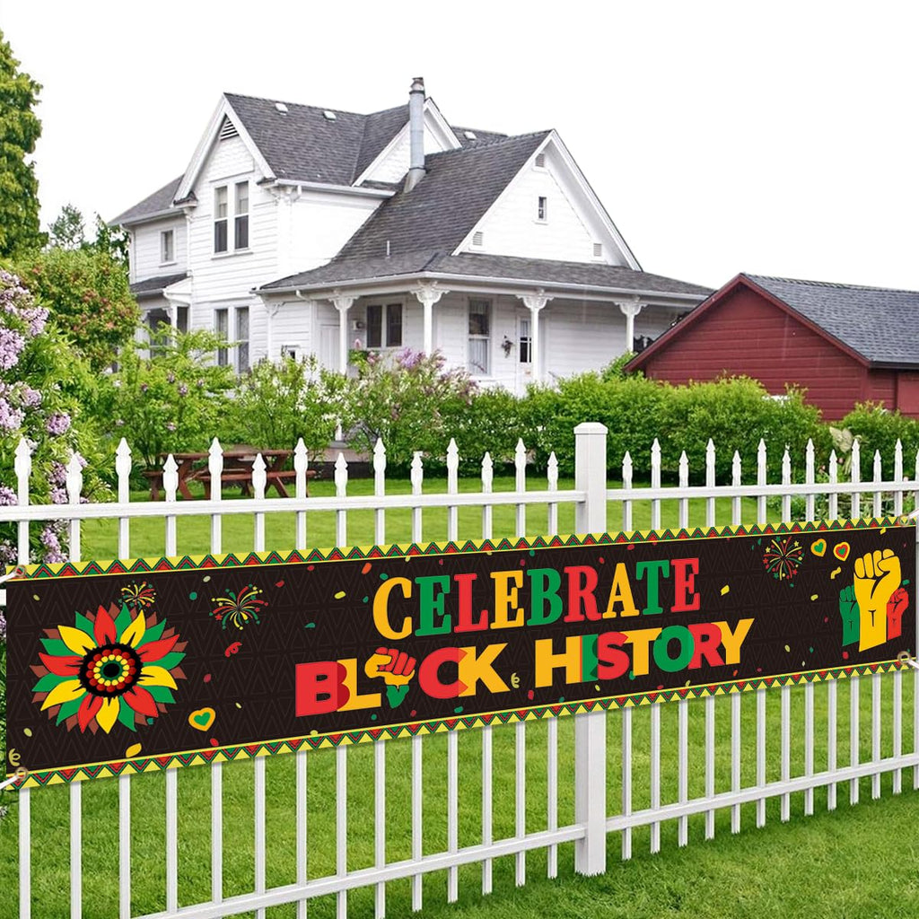 FHGG Black History Month Backdrop Decorations Banner Celebrate Black History Bunting Photography Supplies African American Party Garland African BHM Worthwhile Afro Party Supplies