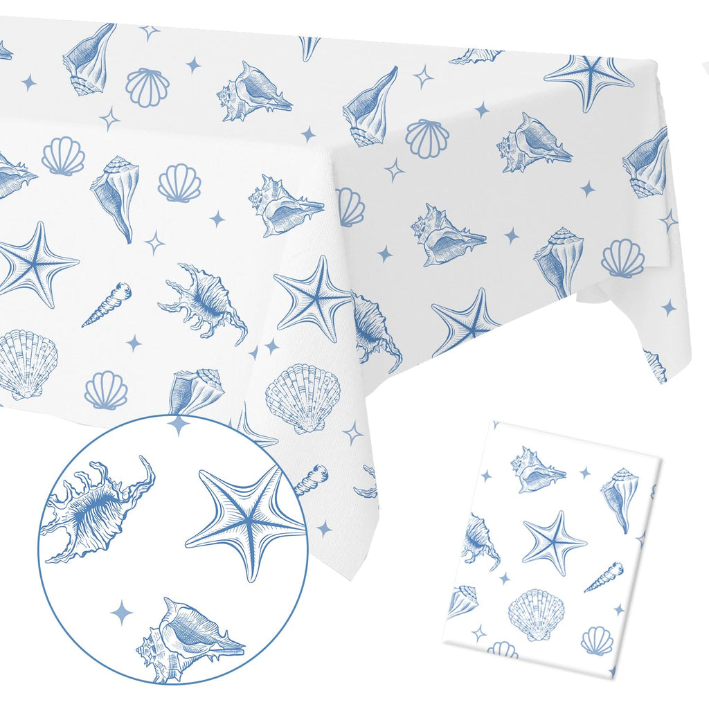 Last Toast on the Coast Bachelorette Table Cloth Blue Coastal Bachelorette Party Decorations Seashells Beach Table Cloth Ocean Nautical Table Cover for Girl Wedding Bridal Shower Picnic Camping Party