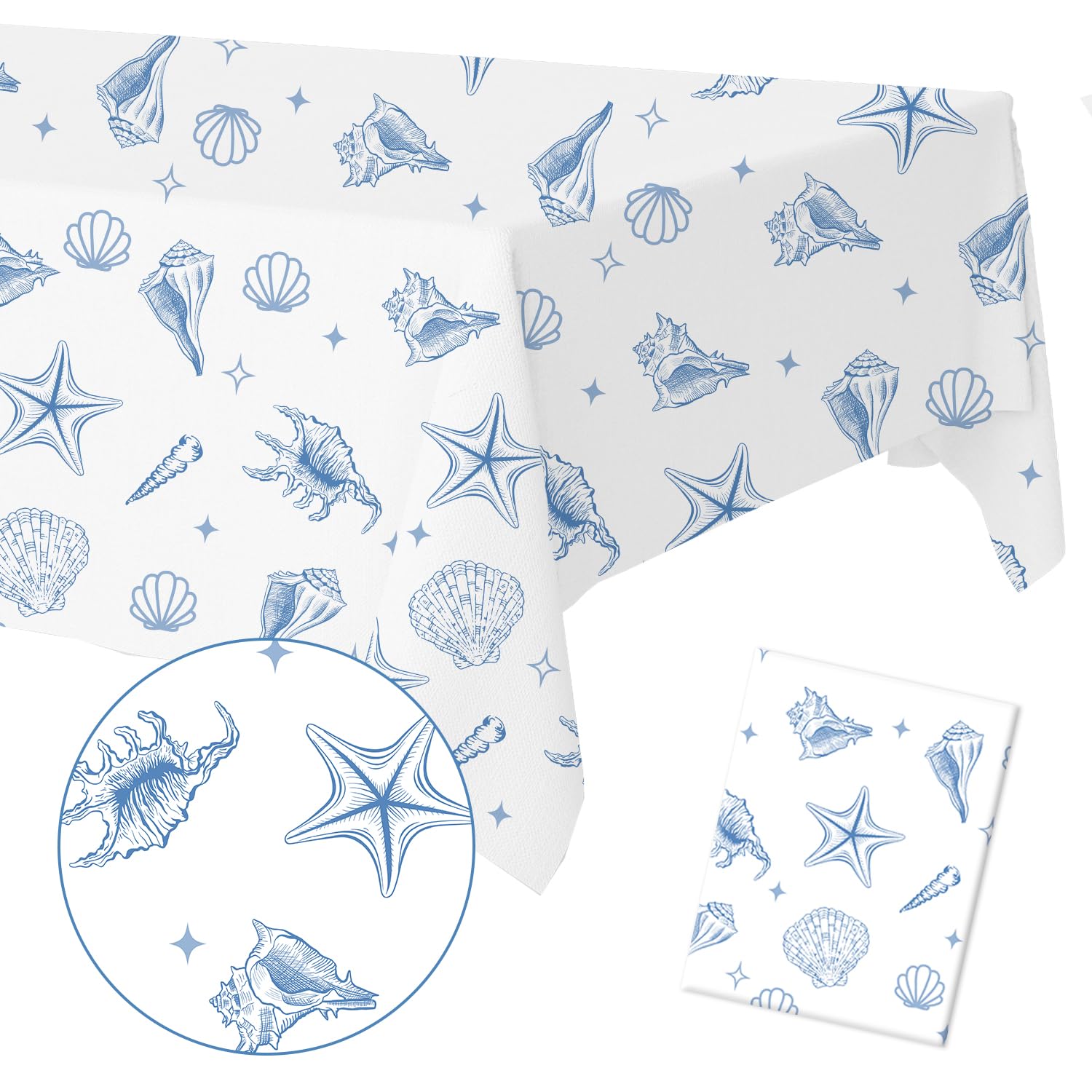 Last Toast on the Coast Bachelorette Table Cloth Blue Coastal Bachelorette Party Decorations Seashells Beach Table Cloth Ocean Nautical Table Cover for Girl Wedding Bridal Shower Picnic Camping Party