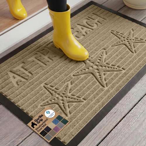 GORILLA GRIP Waterproof All-Season WeatherMAX Doormat - 35x23 Natural Rubber, Stain & Fade Resistant, Easy Clean