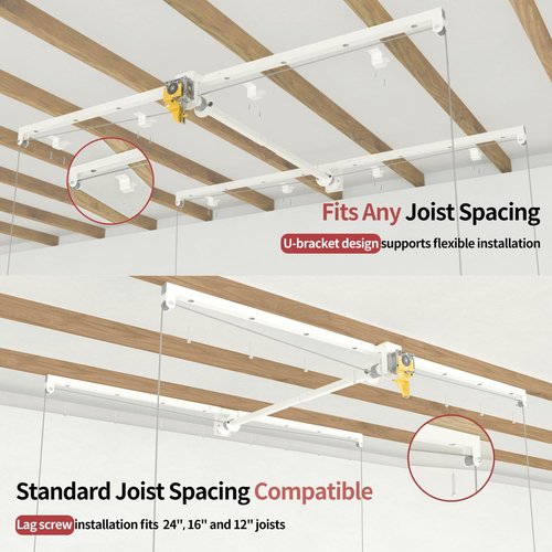 Garage Ceiling Storage Racks - Heavy-Duty 4x8 FT Overhead Rack with Safety Lock | 325 lbs Capacity
