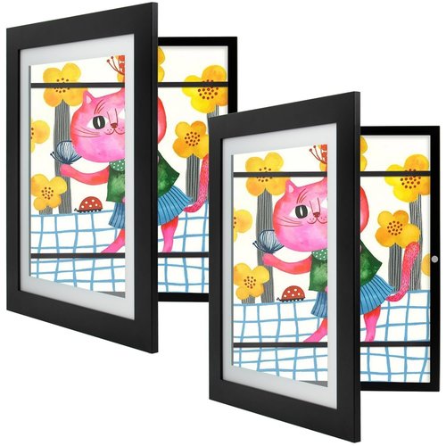 Golden State Art, 10x12.5 Kids Art Frames, Front-Opening Picture Frame Great for Kids Drawings, Artworks, Children Art Projects, Schoolwork, Home or Office (Black Set of 2)