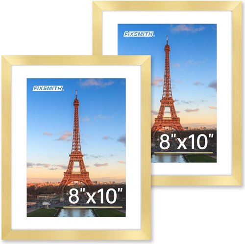 FIXSMITH 8x10 Picture Frame Set of 2 - Elegant Gold Collage Frames for Tabletop or Wall Display