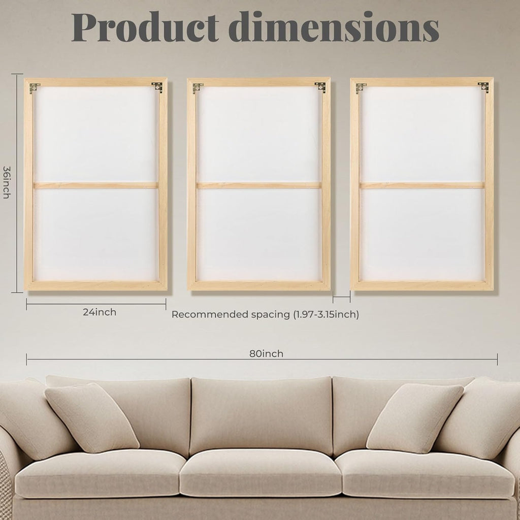 Skiennix 3D Textured Framed Abstract Wall Art - Modern Boho 3-Piece Set for Living Room | 24x36 In