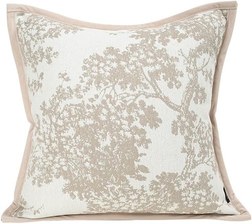 Croker Horse Throw Pillow Covers - Luxury White Beige Embroidery Pine Tree | 20x20 Inches for Sofa & Bedroom