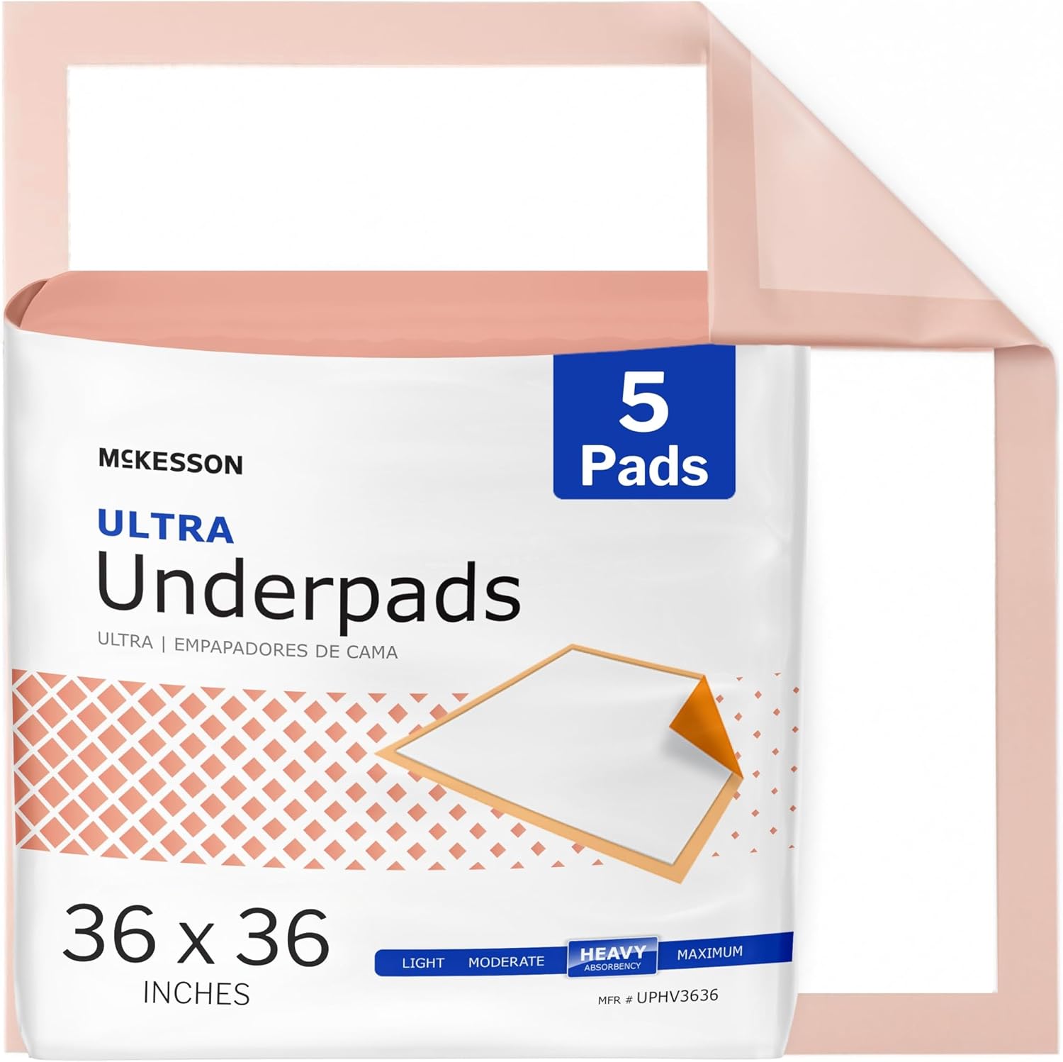 McKesson Disposable Bed Pads - Heavy Absorbency Underpads 36" x 36" | Ultra Incontinence Chux for Adults & Babies
