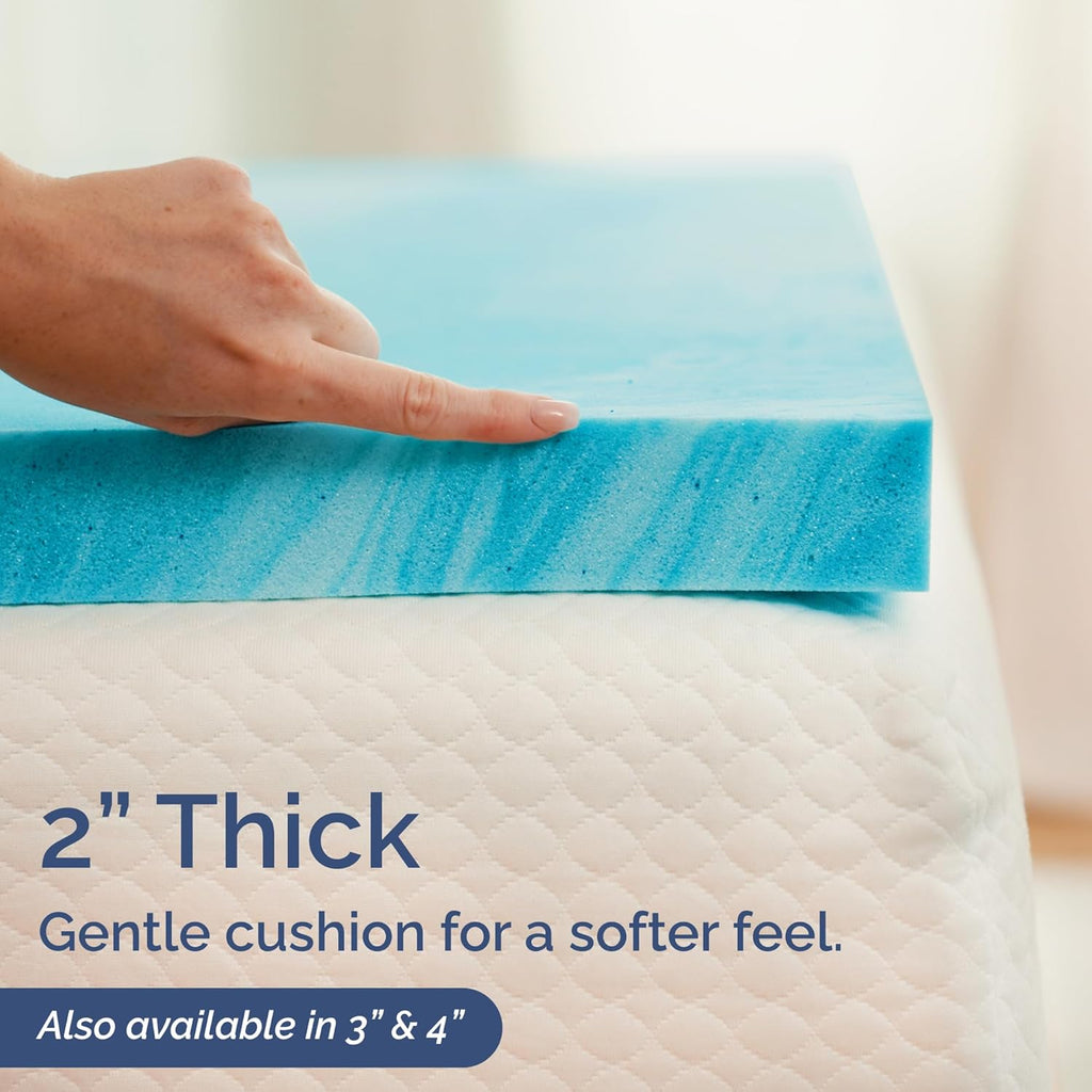 Queen Memory Foam Mattress Topper by [Brand Name] - Cooling Gel Infused for Pressure Relief & Pain-Free Sleep - CertiPUR-US & Oeko-TEX Certified