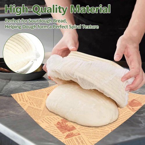 Banneton | 100 Pack Non-Stick Bread Proofing Basket Liners - BPA-Free, Elastic Design, 21" Size