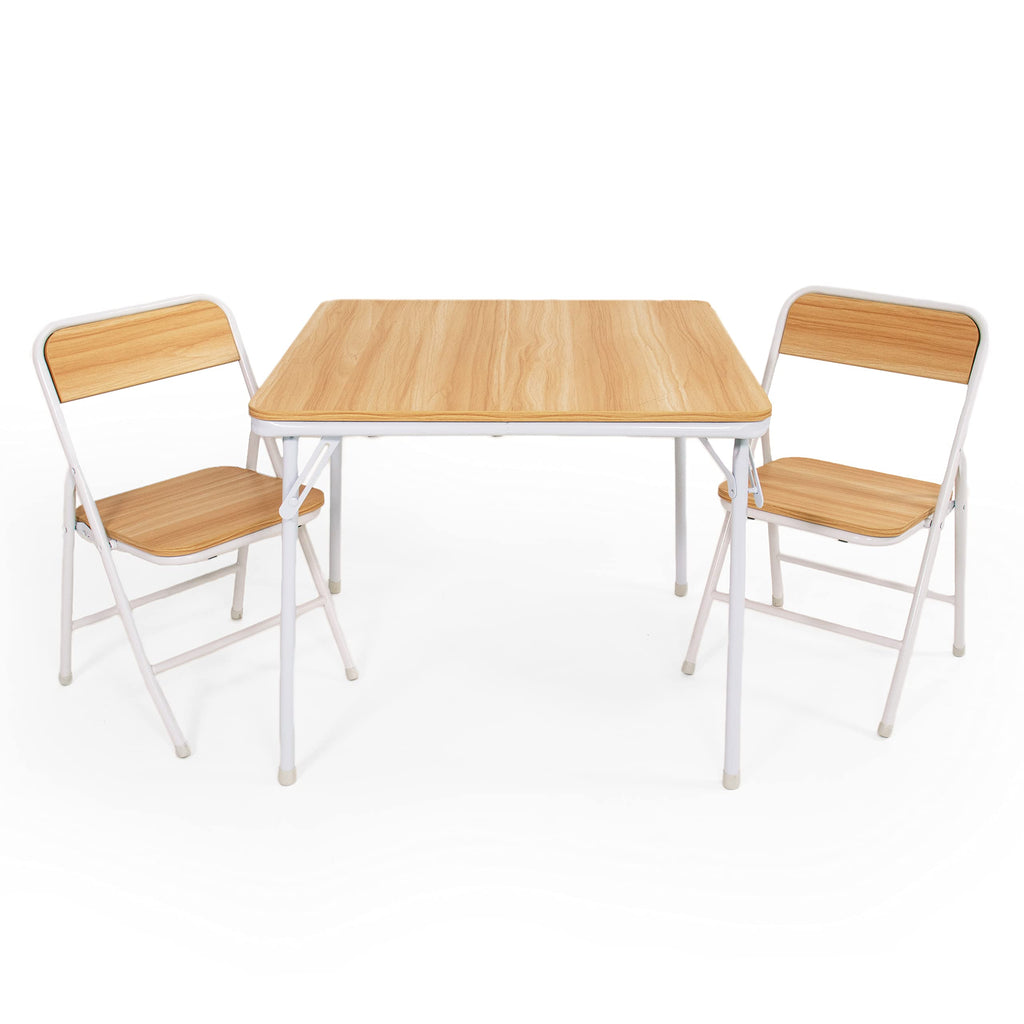 Humble Crew Kids Table and Chair Set, Toddler Activity Table with 2 Chairs for Play, Crafts, Snacks & Learning, Kids Furniture for Playroom & Bedroom, Folding, Natural/White