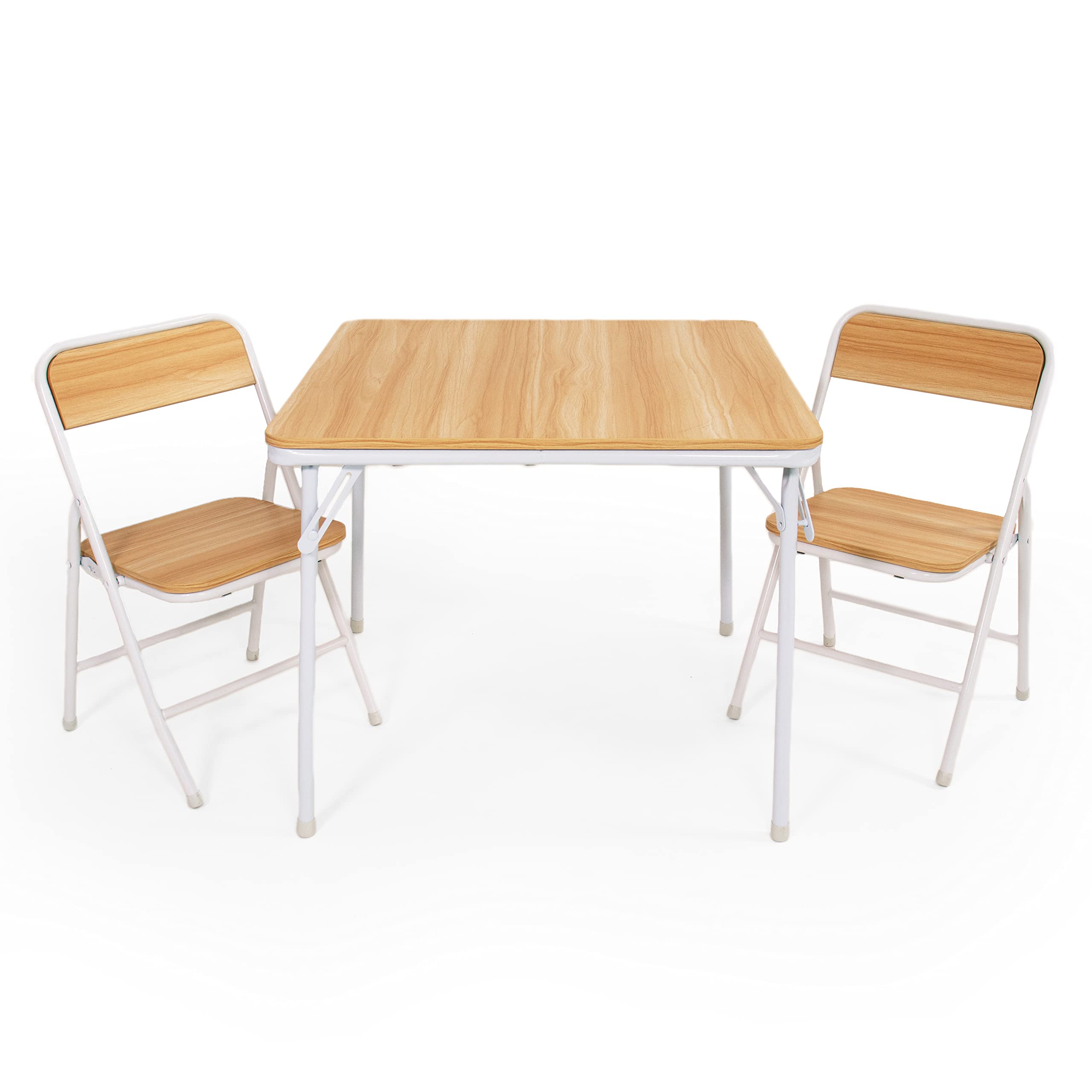 Humble Crew Kids Table and Chair Set, Toddler Activity Table with 2 Chairs for Play, Crafts, Snacks & Learning, Kids Furniture for Playroom & Bedroom, Folding, Natural/White