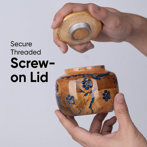 Wood Pet Urns for Dog/Cat Ashes - Small 10 Cu/in Resin Decorative Urn for Ashes for Dog, Urns for Cats - Pet Memorial Remembrance Box - Blue, Small