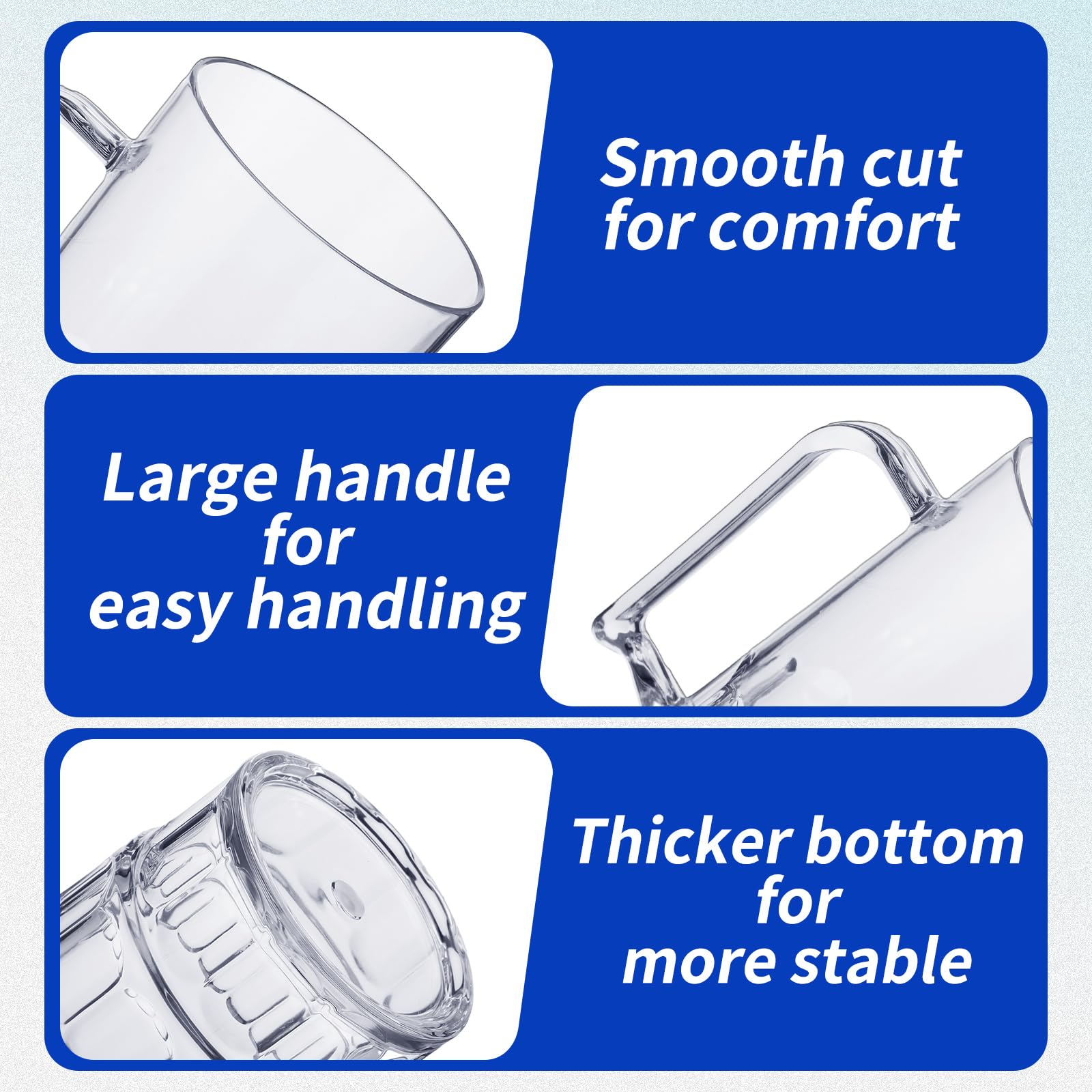 Mifoci 12 Pcs 26 oz Plastic Beer Mugs with Handles Plastic Clear Cup Drinkware Steins Bulk Reusable Acrylic Beer Drinking Cups with Handle for Drinking Restaurant Bar Home