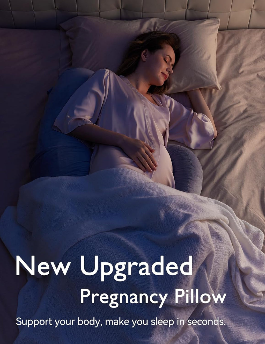 Momcozy Pregnancy Pillow - Original F Shaped Maternity Pillow with Adjustable Wedge - Full Body Support, Grey Velvet Cover