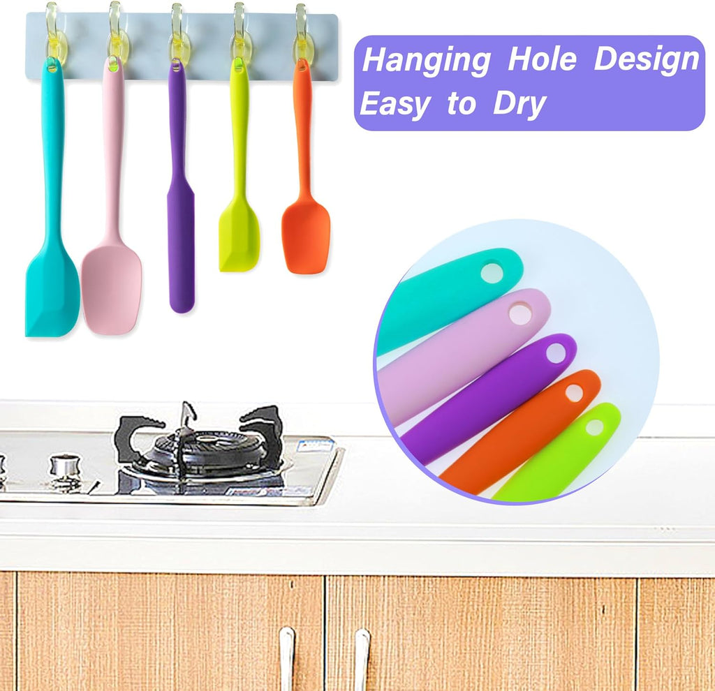 Skiennix Silicone Spatula Set - 5-Piece Food Grade Rubber Spatulas for High Heat Cooking | BPA-Free, Dishwasher Safe, Multicolor
