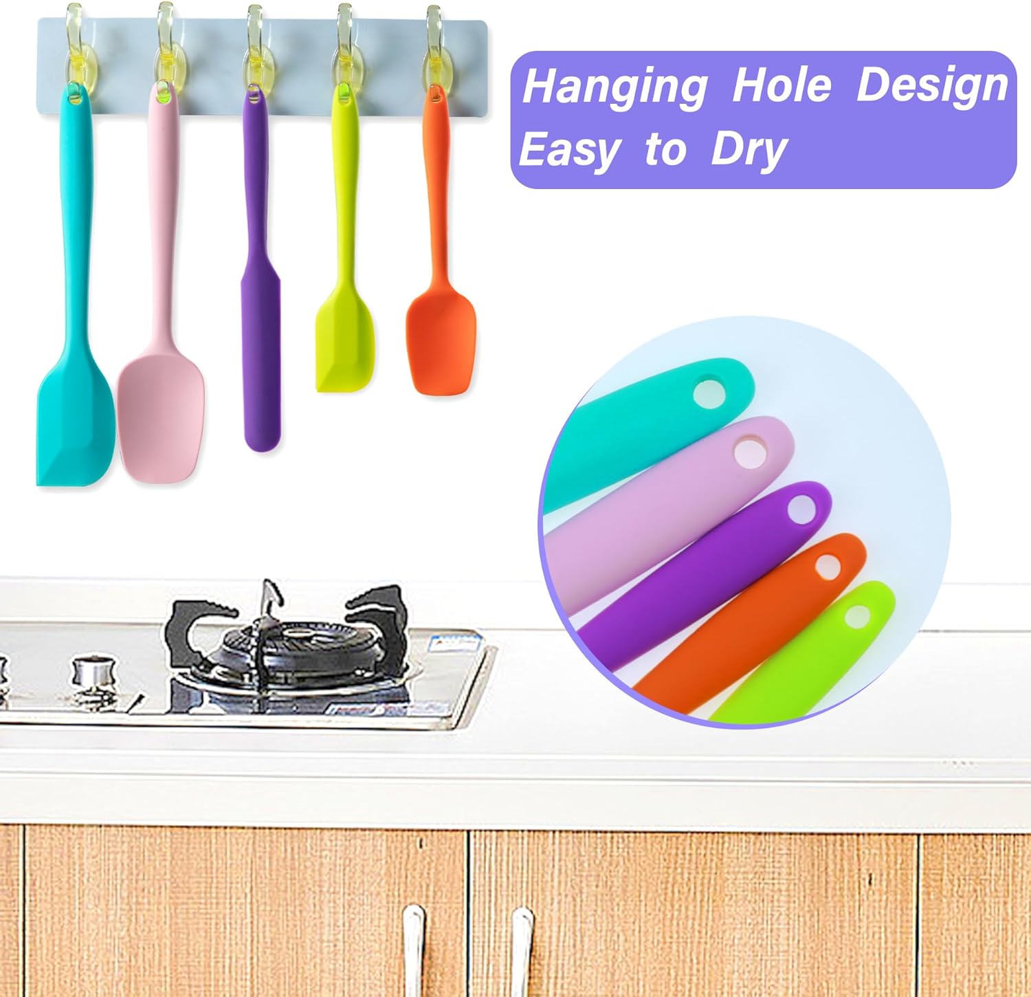 Skiennix Silicone Spatula Set - 5-Piece Food Grade Rubber Spatulas for High Heat Cooking | BPA-Free, Dishwasher Safe, Multicolor
