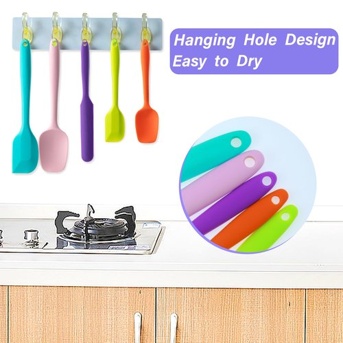 Silicone Spatula Set, 5 Piece Food Grade Rubber Spatulas for Baking, Cooking, and Mixing High Heat Resistant Non Stick Dishwasher Safe BPA-Free (Two colors - Green)