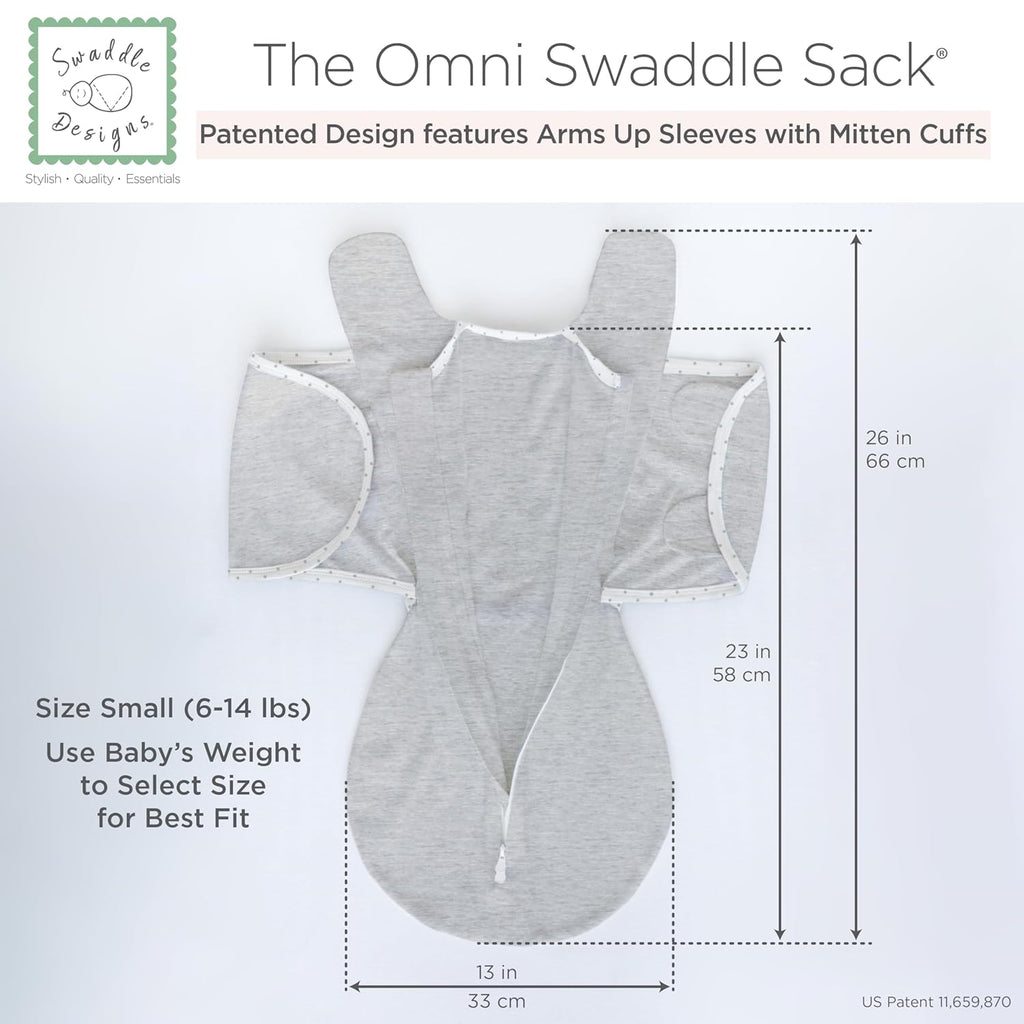 SwaddleDesigns 6-Way Omni Swaddle Sack - Arms Up Design for Newborns | Improves Sleep, Oatmeal, Small (0-3 Months)