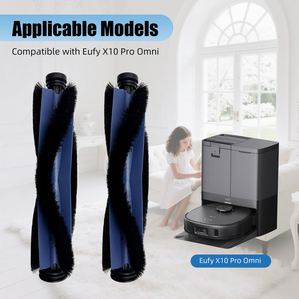 Auoiian 2-Pack Replacement Rollers Brushes for eufy X10 Pro Omni Robot Vacuum - Washable Main Brush Set with Cleaning Tool- Compatible Only with X10 Pro Omni