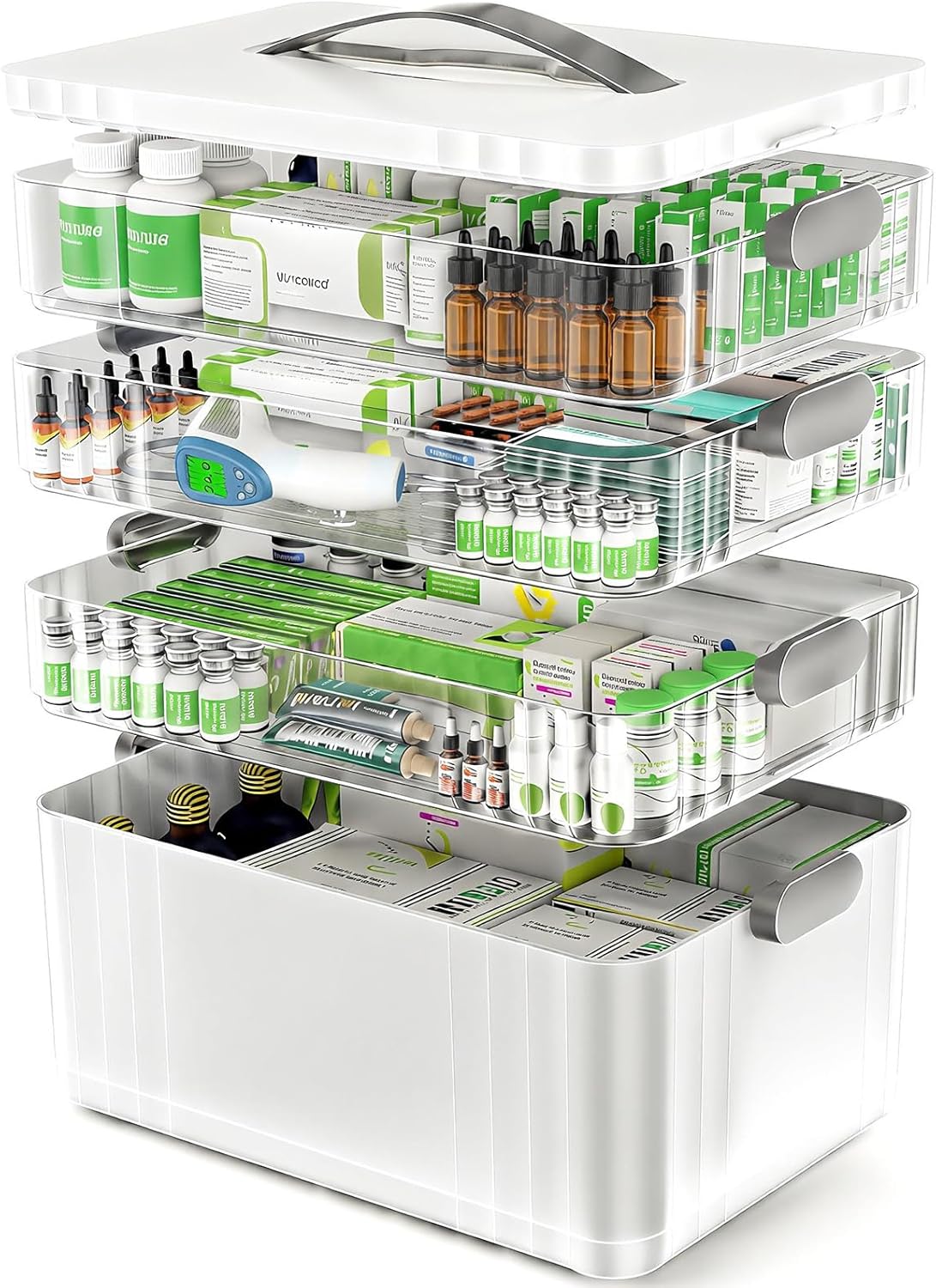 ARSTPEOE Medicine Organizer - Portable 4-Tier Medical Cabinet with Handle | Versatile First Aid Kit