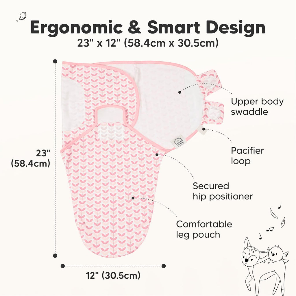 Organic Baby Swaddle Sleep Sacks by [Brand Name] - Soft & Snug for Newborns 0-3 Months | 3-Pack in Blossom