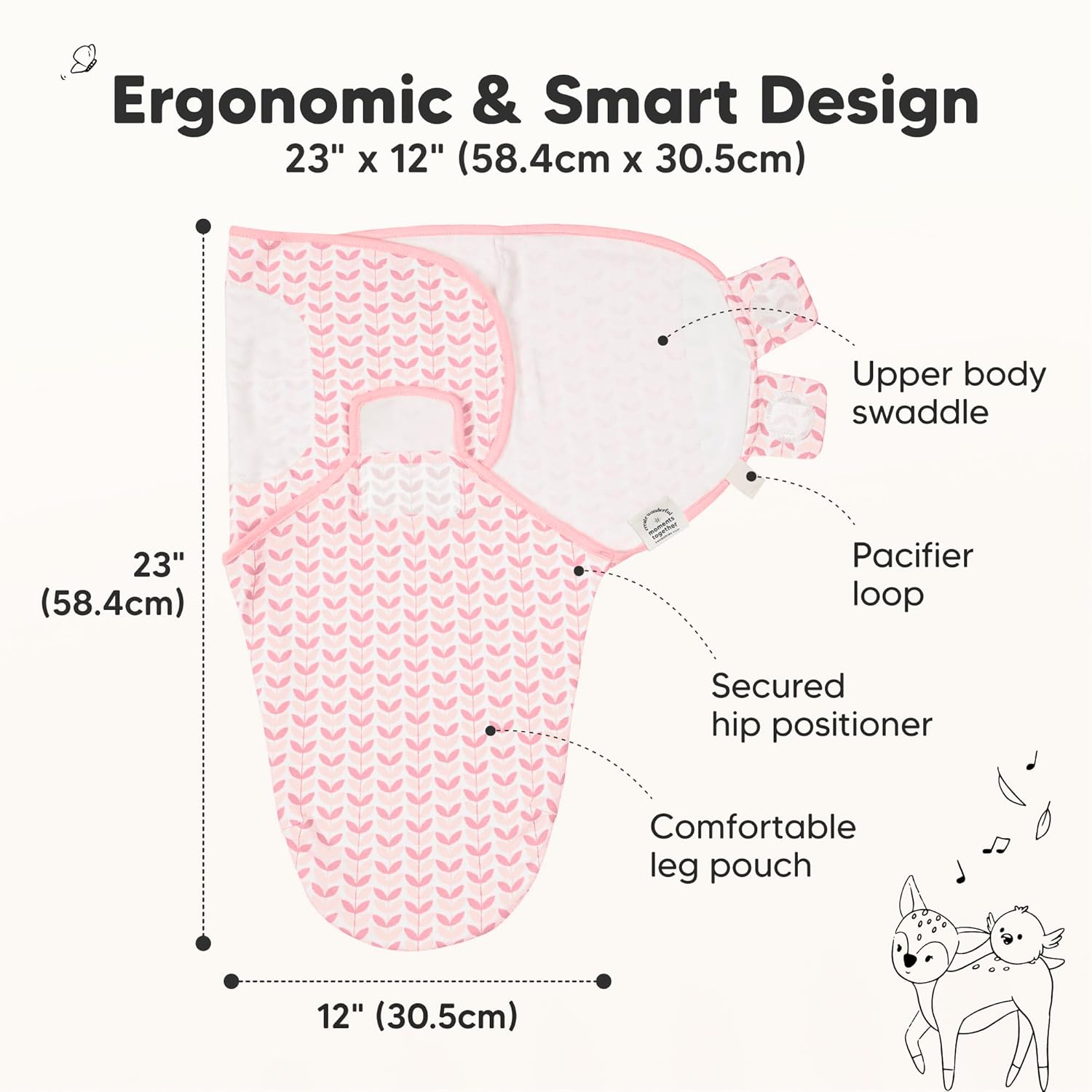 Organic Baby Swaddle Sleep Sacks by [Brand Name] - Soft & Snug for Newborns 0-3 Months | 3-Pack in Blossom