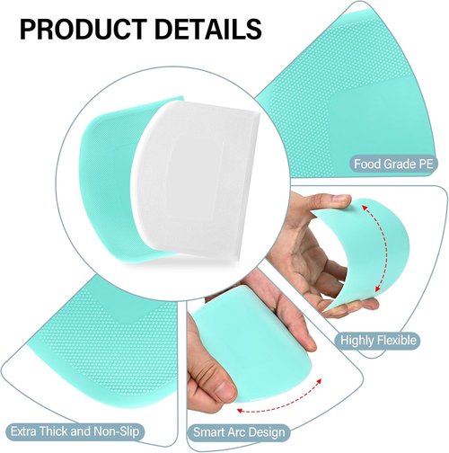 Ecavria Premium Stainless Steel Bench Scraper - Versatile Dough Cutter Set with 2 Flexible Bowl Scrapers