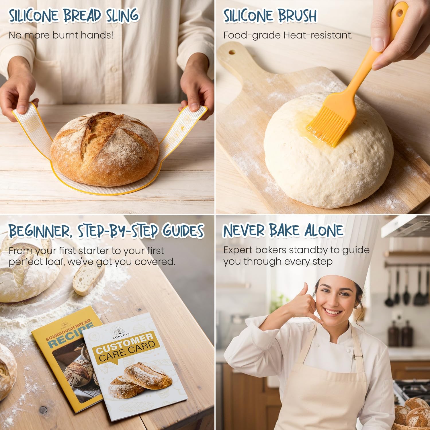 Skiennix Sourdough Starter Kit - Complete Baking Set with 24oz Starter Jar & 9'' Round Banneton Baskets