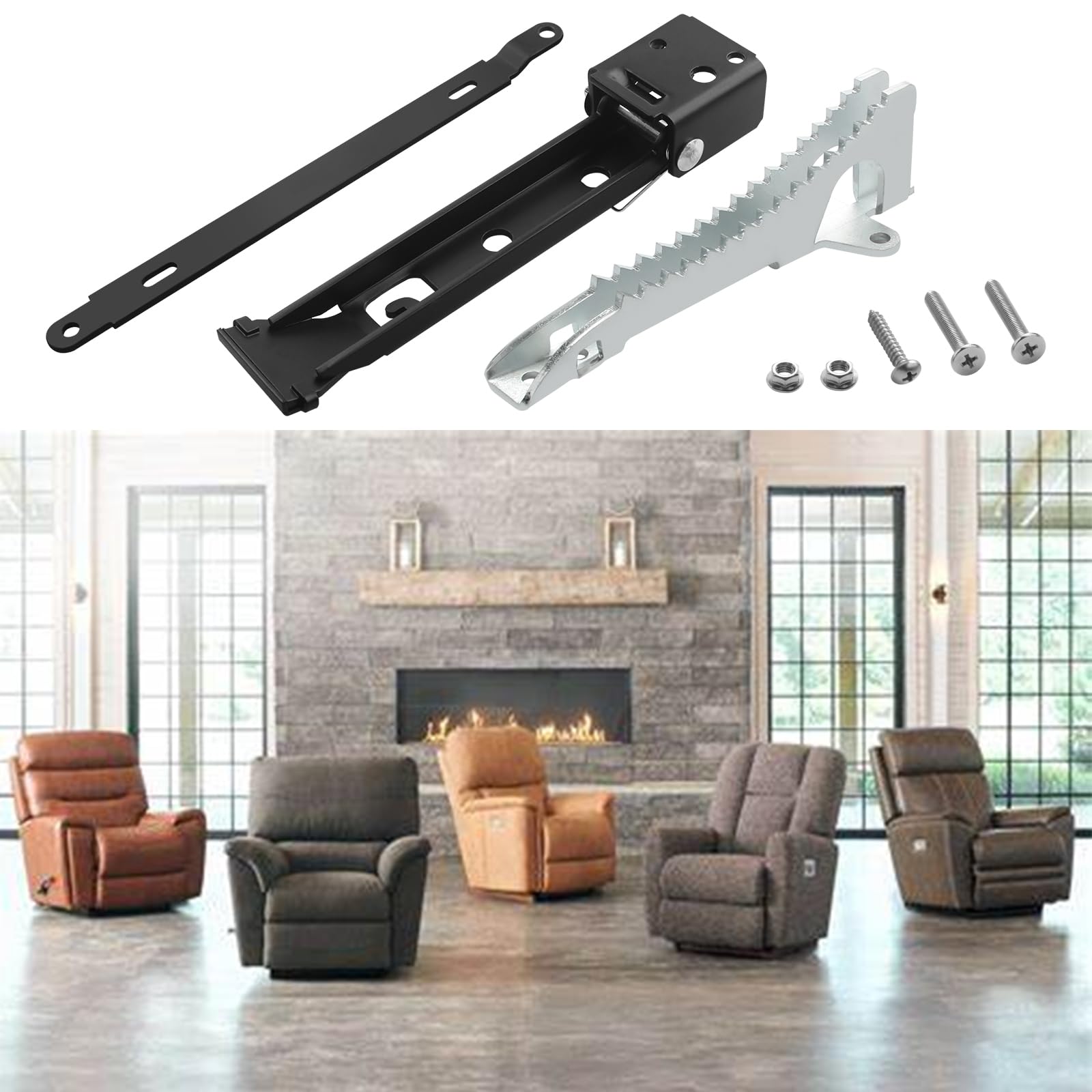 Niahm Threaded Ratchet and Pawl Complete Recliner Replacement Set for La-Z-Boy/Lazyboy Rocker Recliners and Swivel Armchairs, Replacement Part for Lazyboy Recliner Rocker Ratchet