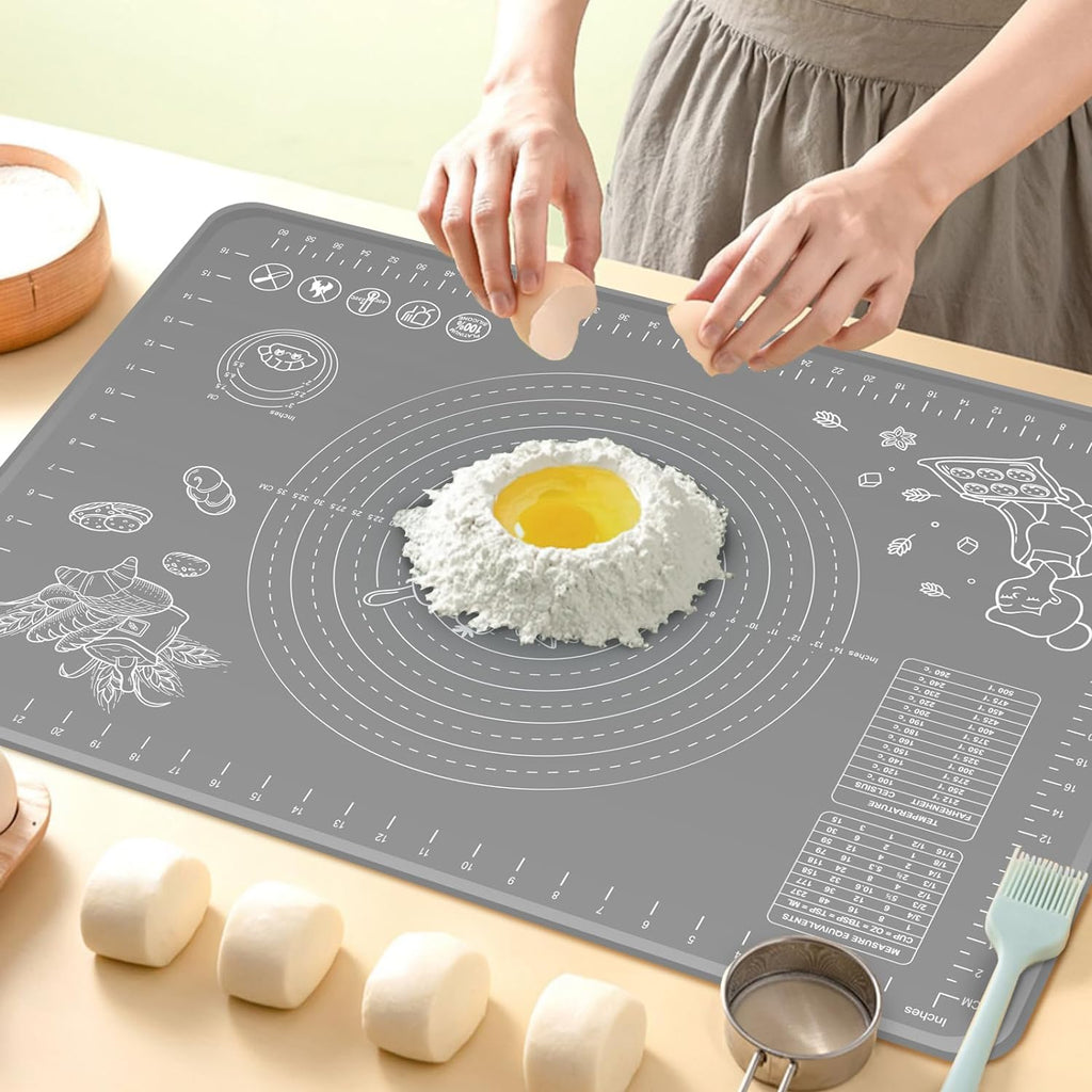 Skiennix Silicone Baking Mat - Extra Thick Non-Stick Pastry Mat with Measurements | 32x24 Inch for Rolling Dough, Bread, Cookies, Pizza, and More