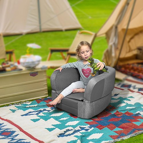 RONBEI Toddler Travel Bed, 2-in-1 Kids Travel Beds Sofa Chair, Foldable Portable Toddler Bed