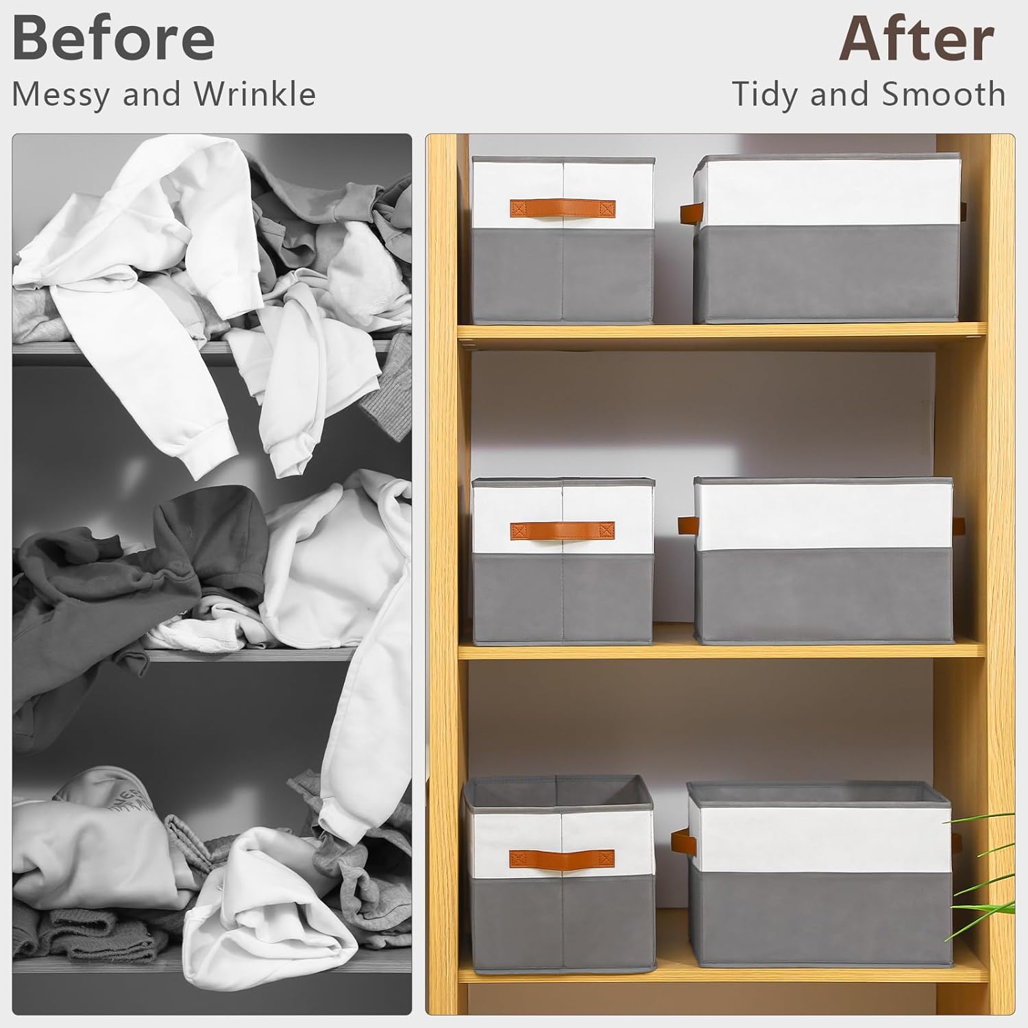 Skiennix Large Storage Bins - Collapsible Fabric Organizers with Handles | 6 Pack for Clothes & Blankets