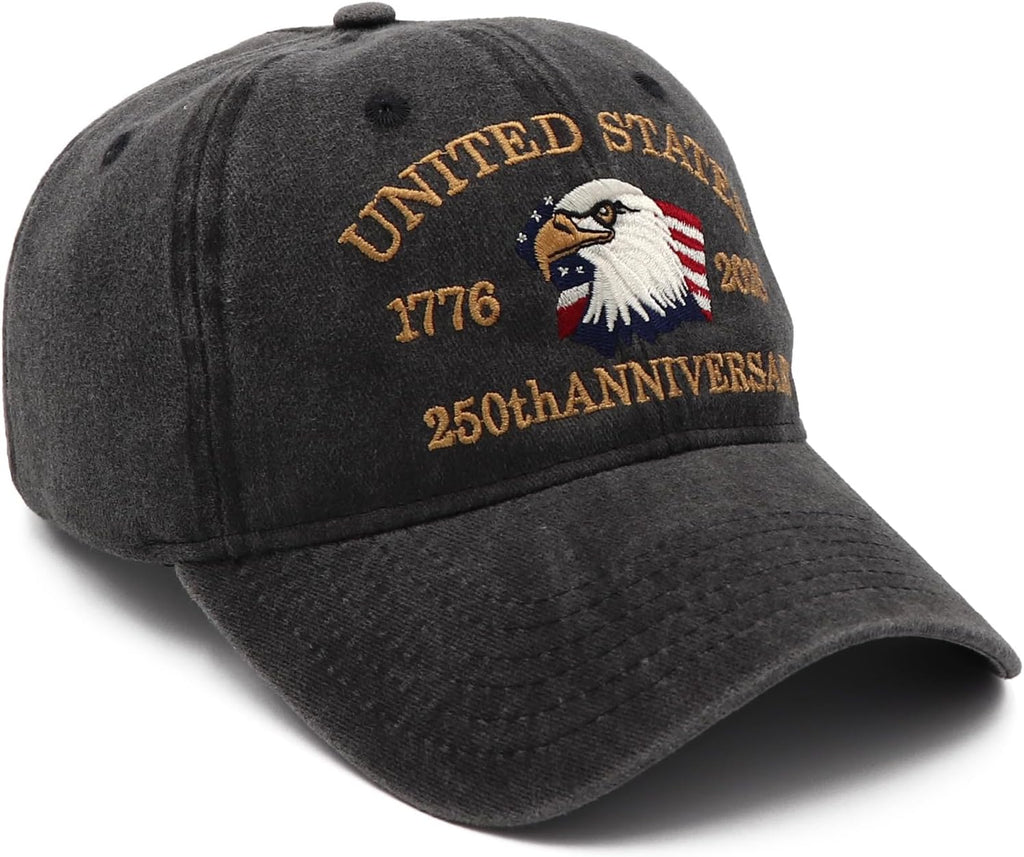USA 250th Anniversary Hat - Patriotic Baseball Cap with Embroidered Eagles | Unisex Design