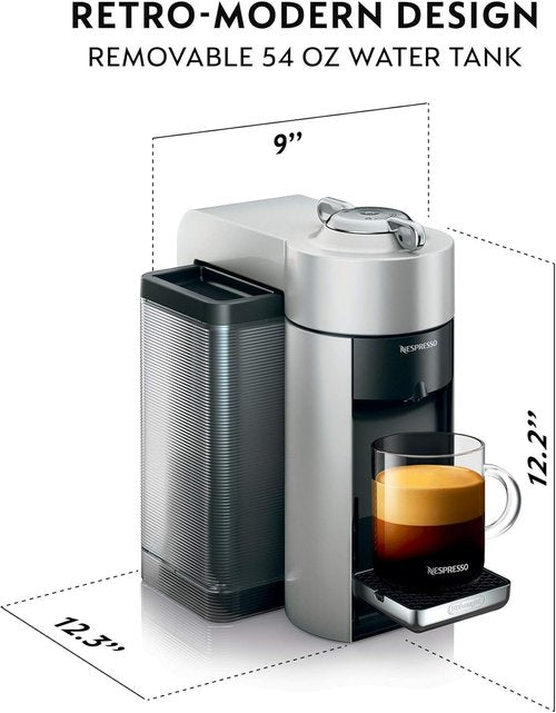 De'Longhi Nespresso Vertuo Coffee & Espresso Machine - Silver with Milk Frother