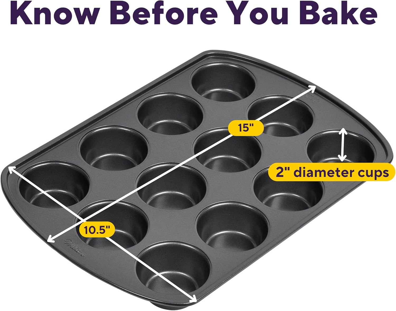 Wilton Gold Non-Stick Muffin Pan | PFAS-Free Bakeware for Perfect Muffins & Cupcakes - 12 Cup, 10.5 x 15 x 2 Inches