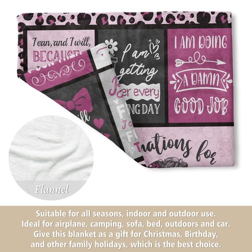 Craftique Birthday Gifts for Women, Affirmations for a Badass Blanket, Galentines/Daily Motivational/Inspirational/Self Care Blanket for Women, Funny Practical Badass Affirmations Blankets, Soft