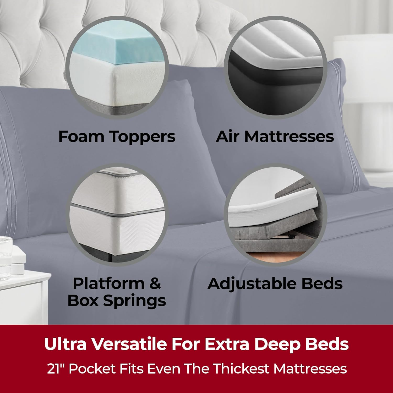 Mellanni Extra Deep Queen Sheets - Hotel Luxury Ultra Soft Cooling Bedding - Wrinkle & Stain Resistant (Navy Blue)